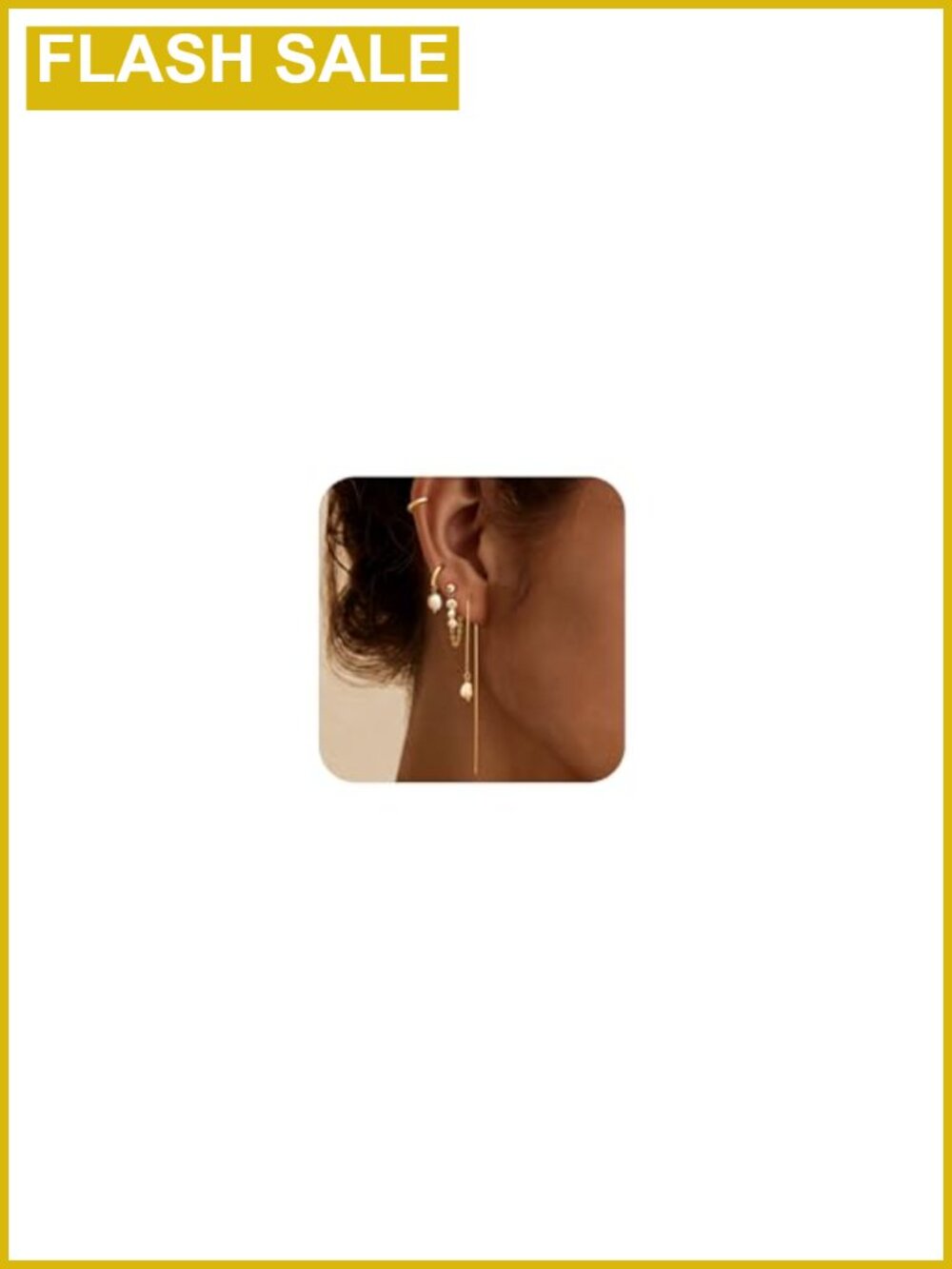 14K Gold Plated Pearl Huggie Hoop Drop Earrings for Women
